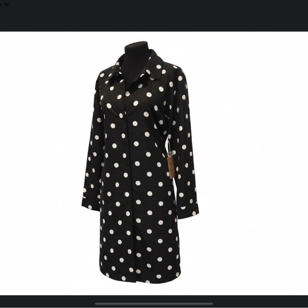 HER DESTINY Polka Dot Black and White Dress. MIDI. SIZE L.NEW WITH TAGS.